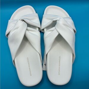 Amazon Essentials Women's Cream Knot Slide Sandals